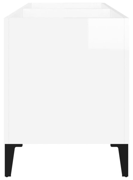 Magasfényű fehér szerelt fa hanglemezszekrény 74,5x38x48 cm