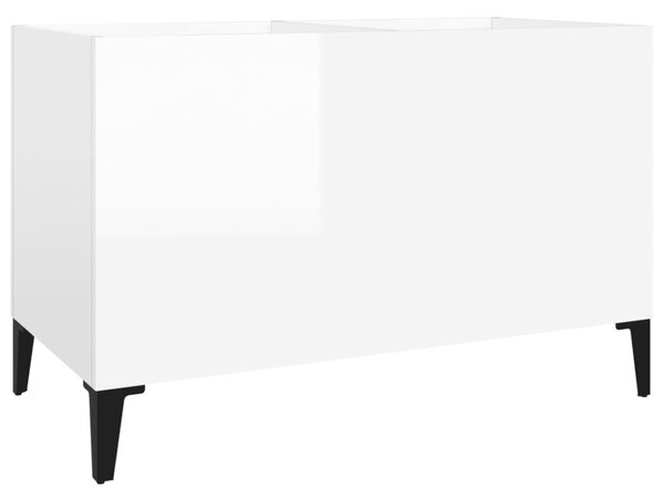 Magasfényű fehér szerelt fa hanglemezszekrény 74,5x38x48 cm