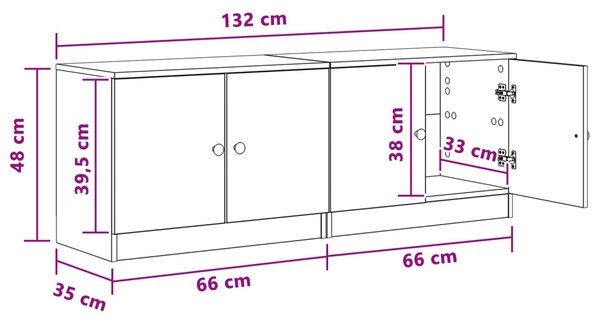 VidaXL Ágyat tartó szekrény 2 pcs Antik Fa 66 x 35 x 48 cm Szerelt Fa
