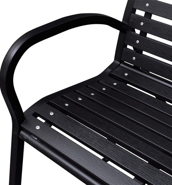 Fekete acél és WPC kerti pad 116 cm