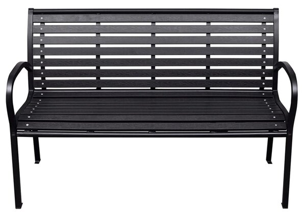 Fekete acél és WPC kerti pad 116 cm