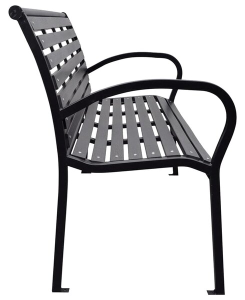 Fekete acél és WPC kerti pad 116 cm