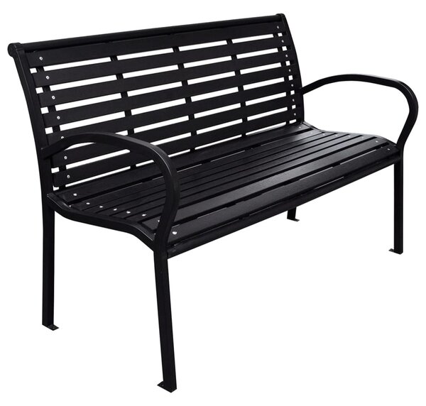 Fekete acél és WPC kerti pad 116 cm