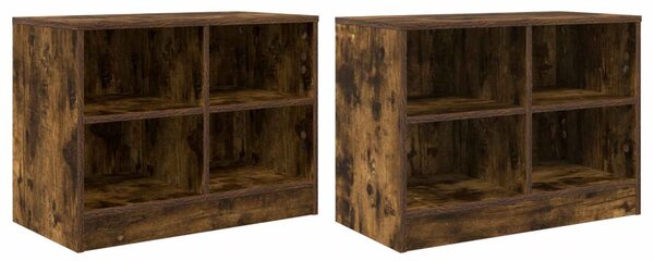 Ágyat tartó szekrény 2 pcs Füstös Tölgy 66 x 33 x 48 cm