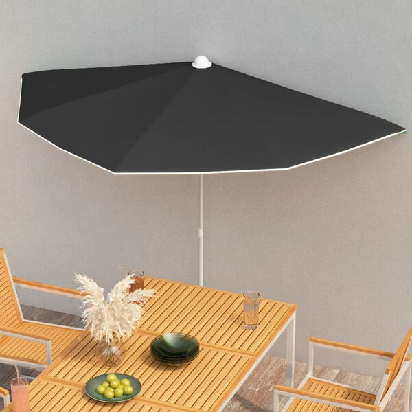VidaXL fekete félköríves napernyő rúddal 180 x 90 cm