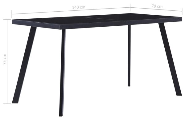 Fekete edzett üveg étkezőasztal 140 x 70 x 75 cm
