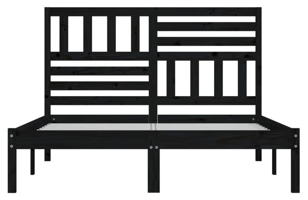 Fekete franciaágy tömör fenyőfa ágykeret 150x200 cm