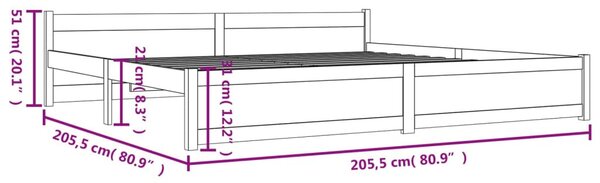Fehér tömör fa ágykeret 200x200 cm
