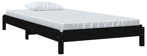 Fekete tömör fenyőfa egymásra rakható ágy 75x190 cm