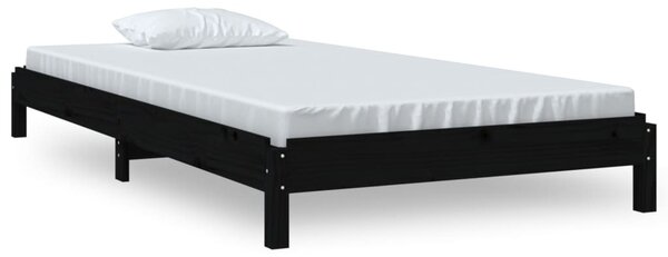 Fekete tömör fenyőfa egymásra rakható ágy 75x190 cm