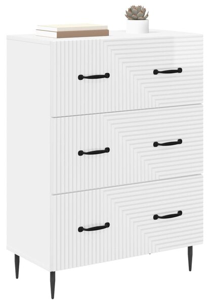 Fiókos szekrény Magasfényű Fehér 66 x 34,5 x 89,5 cm Szerelt Fa