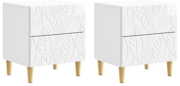 Éjjeli asztal 2 pcs Magasfényű Fehér 43 x 34,5 x 48 cm