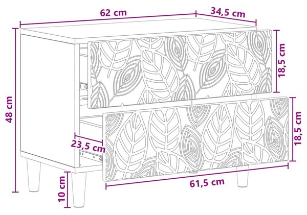 VidaXL Éjjeli asztal Fehér 62 x 34,5 x 48 cm Szerelt Fa