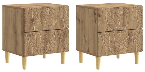 VidaXL Éjjeli asztal 2 pcs Kézműves Tölgy 43 x 34,5 x 48 cm Szerelt Fa