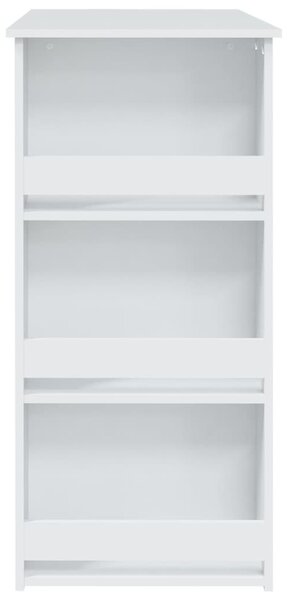 Fehér szerelt fa bárasztal tárolórekesszel 102 x 50 x 103,5 cm