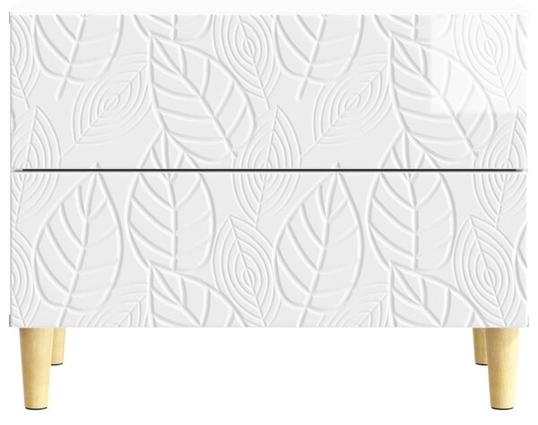 VidaXL Éjjeli asztal Magasfényű Fehér 62 x 34,5 x 48 cm Szerelt Fa