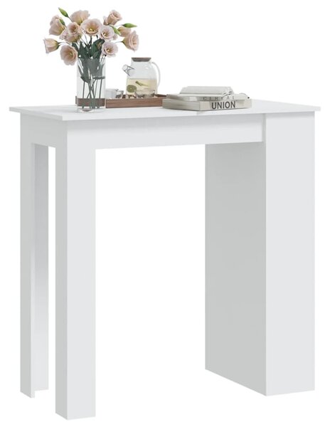 Fehér szerelt fa bárasztal tárolórekesszel 102 x 50 x 103,5 cm