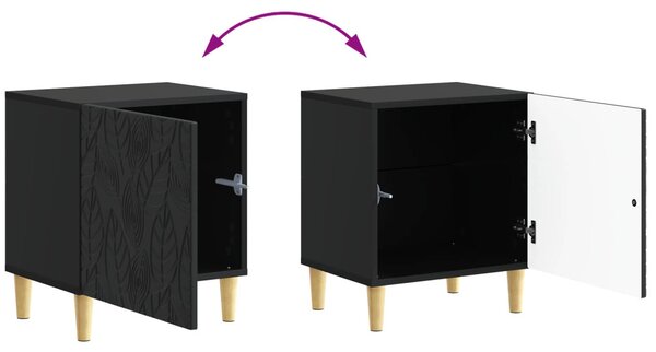 Éjjeli asztal 2 pcs Fekete 43 x 34,5 x 50 cm Szerelt Fa
