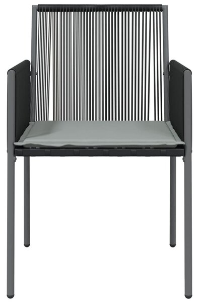 6 db fekete polyrattan kerti szék párnával 54x60,5x83,5 cm