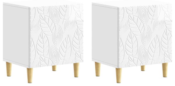 Éjjeli asztal 2 pcs Magasfényű Fehér 43 x 34,5 x 50 cm