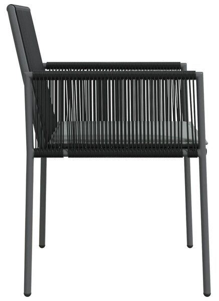 2 db fekete polyrattan kerti szék párnával 54 x 60,5 x 83,5 cm