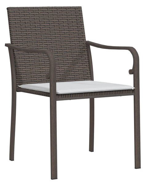 4 db barna polyrattan kerti szék párnával 56x59x84 cm