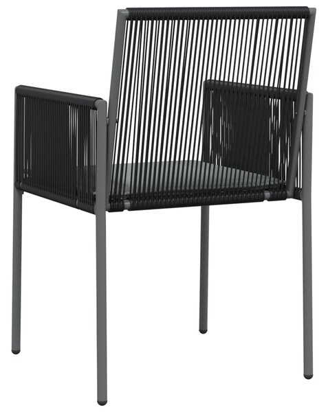 6 db fekete polyrattan kerti szék párnával 54x60,5x83,5 cm