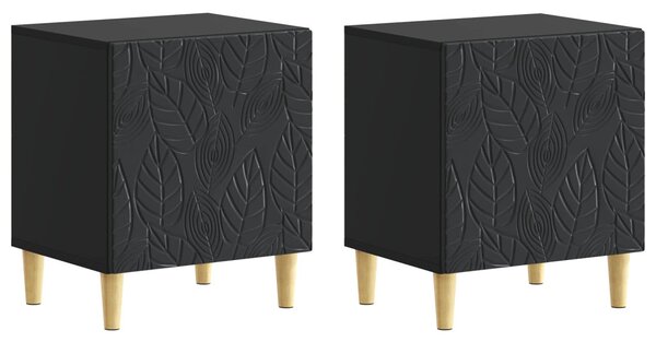 Éjjeli asztal 2 pcs Fekete 43 x 34,5 x 50 cm Szerelt Fa