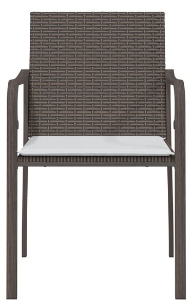 6 db barna polyrattan kerti szék párnával 56x59x84 cm