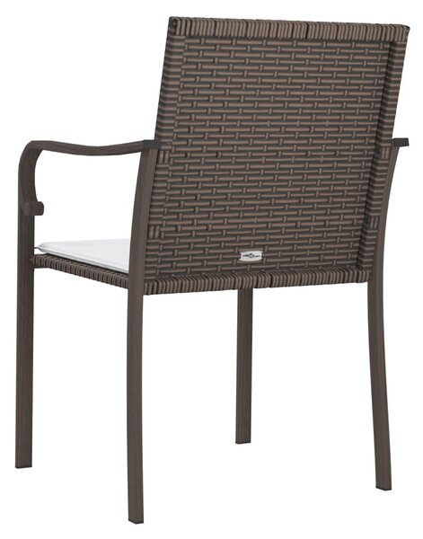 4 db barna polyrattan kerti szék párnával 56x59x84 cm
