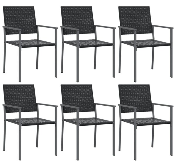 6 db fekete polyrattan kerti szék párnával 54x62,5x89 cm