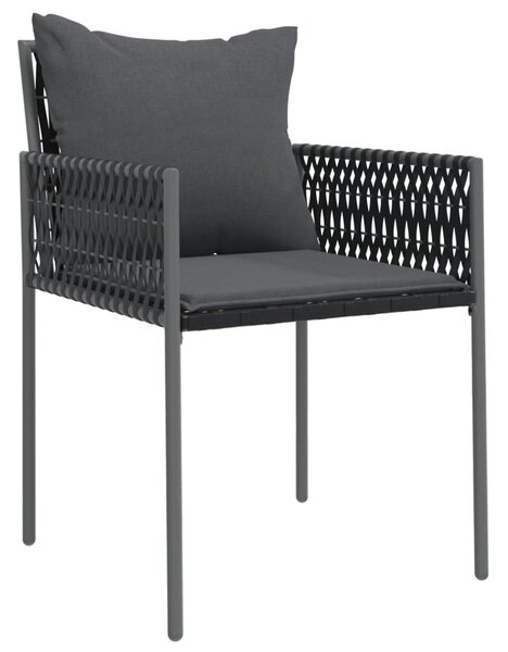 6 db fekete polyrattan kerti szék párnával 54x61x83 cm