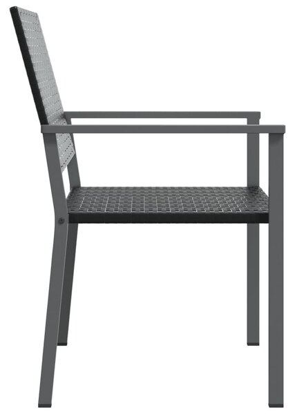6 db fekete polyrattan kerti szék párnával 54x62,5x89 cm