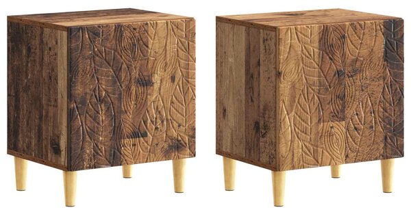Éjjeli asztal 2 pcs Antik Fa 43 x 34,5 x 50 cm Szerelt Fa