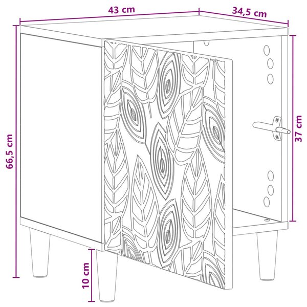 VidaXL Éjjeli asztal Antik Fa 43 x 34,5 x 50 cm Szerelt Fa