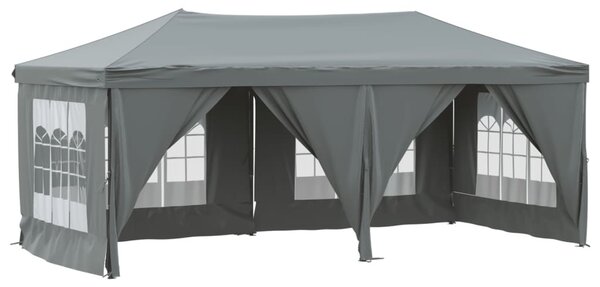 Antracitszürke összecsukható partisátor oldalfalakkal 3 x 6 m