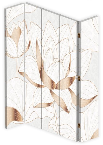 Paraván Lótuszvirág bézs színben Méretek: 180 x 170 cm, Kivitelezés: Forgó paraván 360°