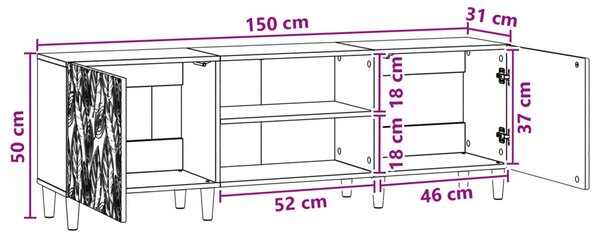 TV szekrény 150 x 31 x 50 cm Fekete Szerelt Fa