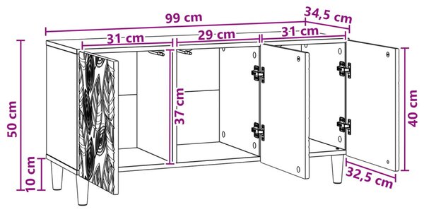 TV szekrény 99 x 34,5 x 50 cm Szürke Sonoma Szerelt Fa