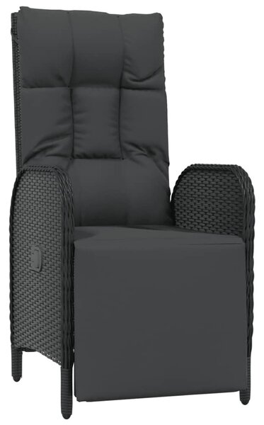 9 részes fekete polyrattan kerti étkezőgarnitúra párnákkal