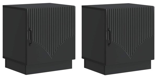 Éjjeli asztal 2 pcs Fekete 43 x 34,5 x 47 cm Szerelt Fa