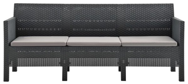 VidaXL 2 részes antracit PP rattan kerti bútorgarnitúra párnákkal