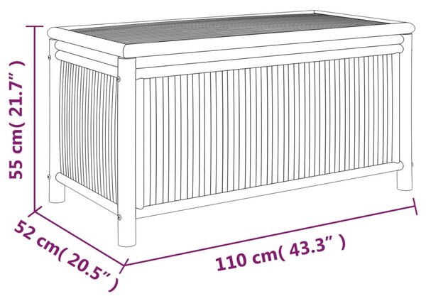 Bambusz kerti tárolóláda 110 x 52 x 55 cm