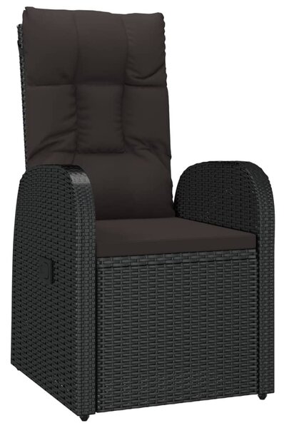 11 részes fekete polyrattan kerti étkezőgarnitúra párnákkal