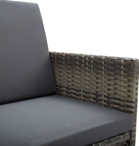 9-részes szürke kültéri polyrattan étkezőszett párnákkal