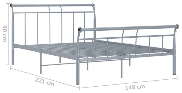 Szürke fém ágykeret 140 x 200 cm