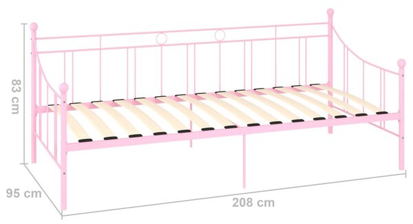 Rózsaszín fém kanapéágy-keret 90 x 200 cm