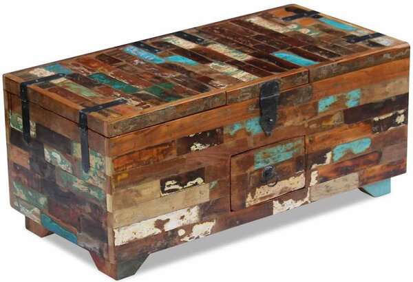 Ládika dohányzóasztal tömör újrahasznosított fa 80x40x35 cm