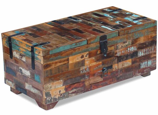 Ládika dohányzóasztal tömör újrahasznosított fa 80x40x35 cm