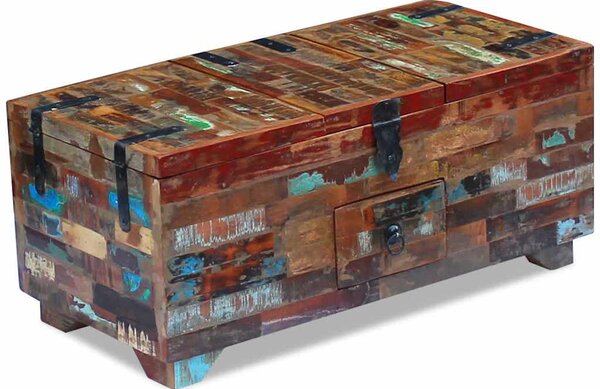Ládika dohányzóasztal tömör újrahasznosított fa 80x40x35 cm